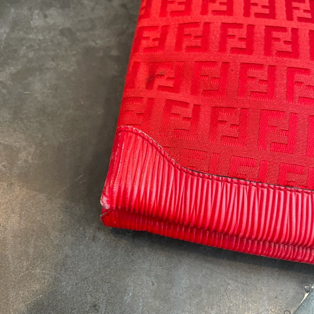 Rare Vintage Red Fendi Zucchino Large Crossbody - Picture 8 of 12